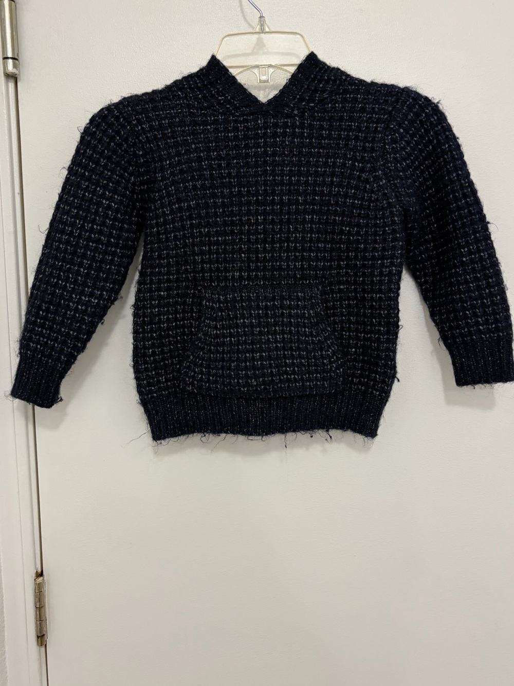 Cotton On Black Textured Crewneck Sweater with Kangaroo Pocket